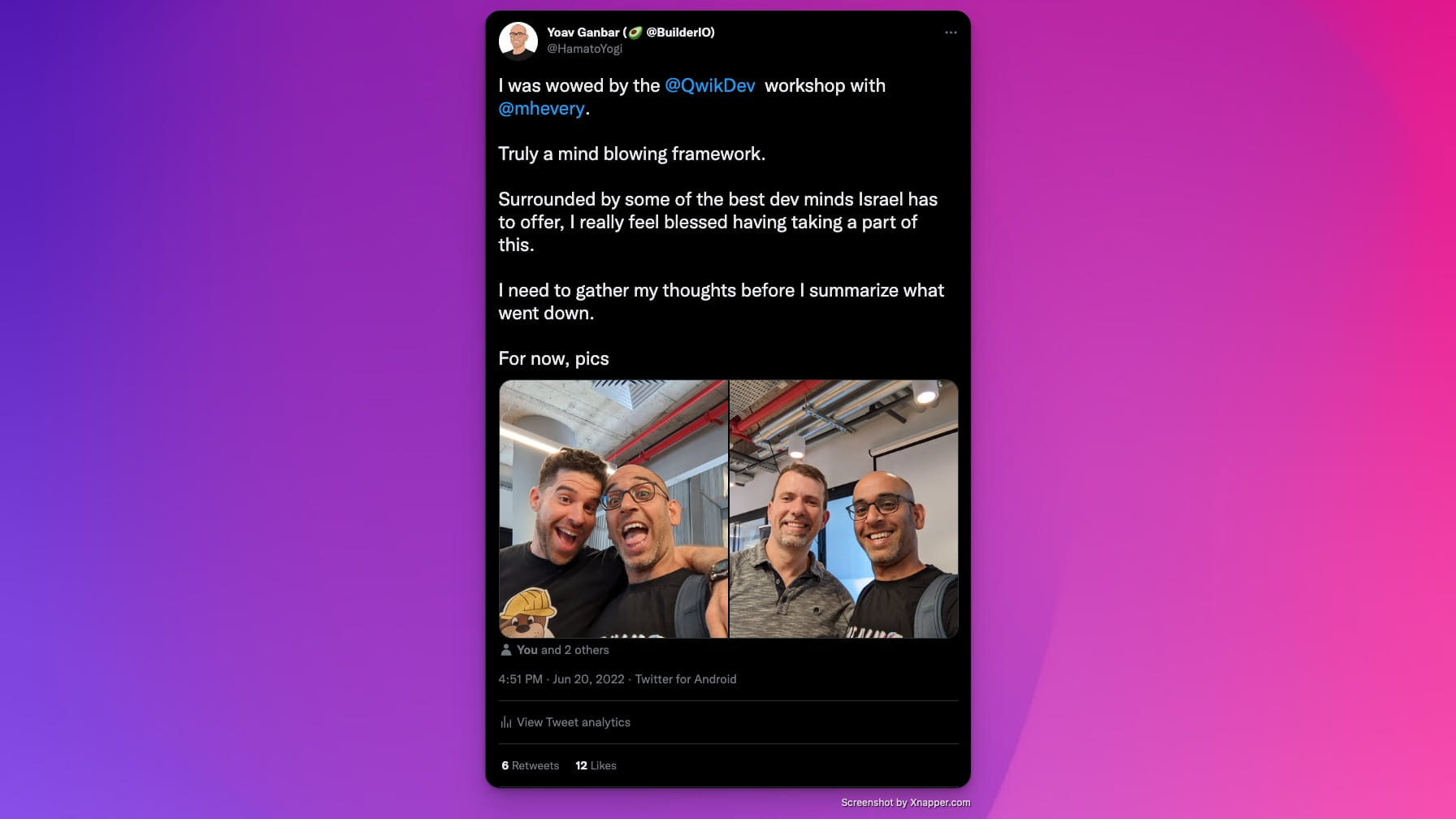 Tweet By Yoav Ganbar about Qwik